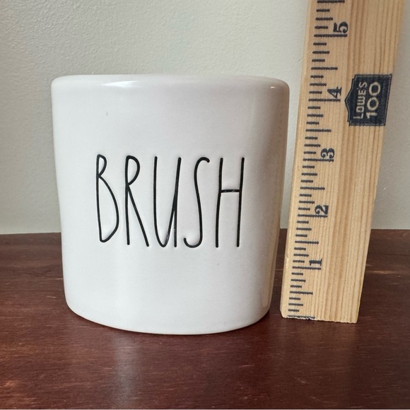 Rae Dunn Ceramic Brush Holder/Organizer Ivory w/ black font. Excellent condition - Picture 6 of 8